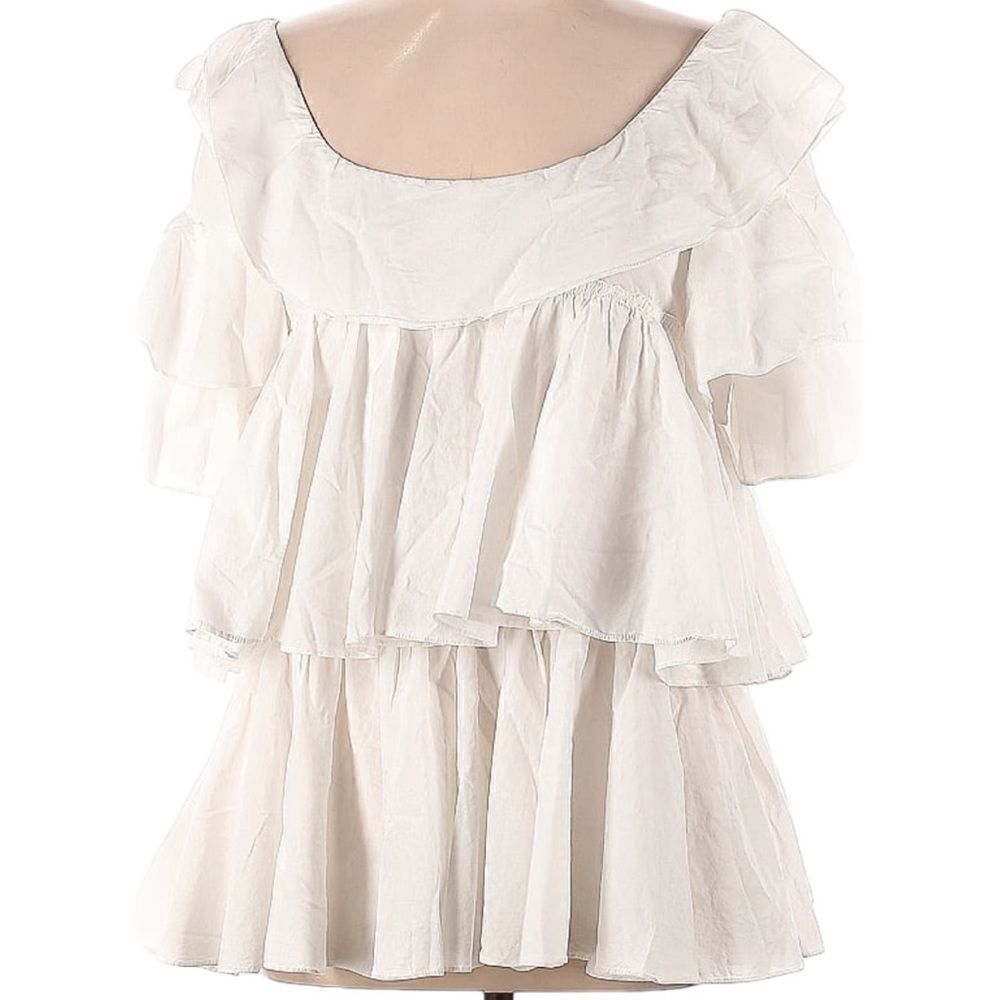 Tome White Ruffled Off the shoulder blouse top $695 - Size Small / S - Picture 3 of 7